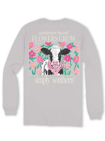 Simply Southern Long Sleeve Shirt- Flowers/Cow