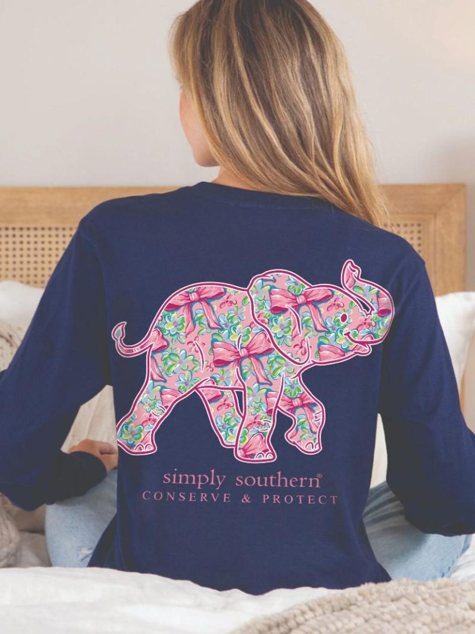 Simply Southern Long Sleeve Tracker Shirt- Bow Elephant