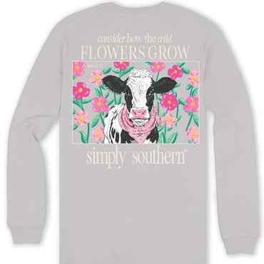 Simply Southern Long Sleeve Shirt- Flowers/Cow