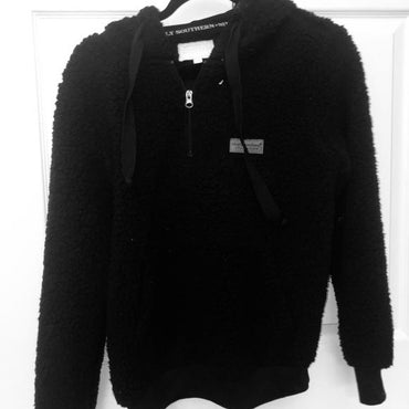 Black Sherpa Hoodie- Small