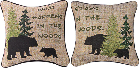 What Happens In The Woods Pillow