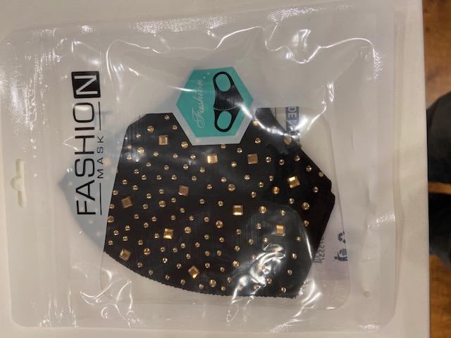 Rhinestone Fashion Mask- Tan