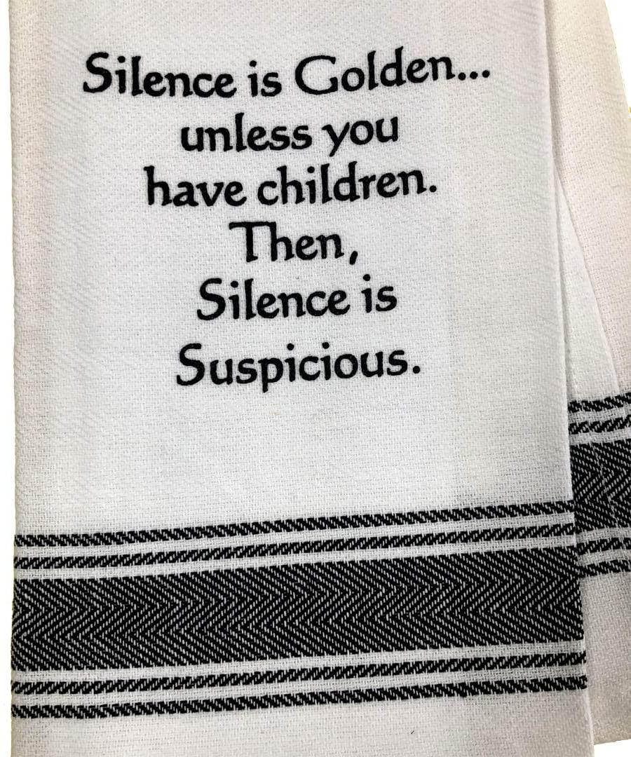 Silence Is Golden Tea Towel