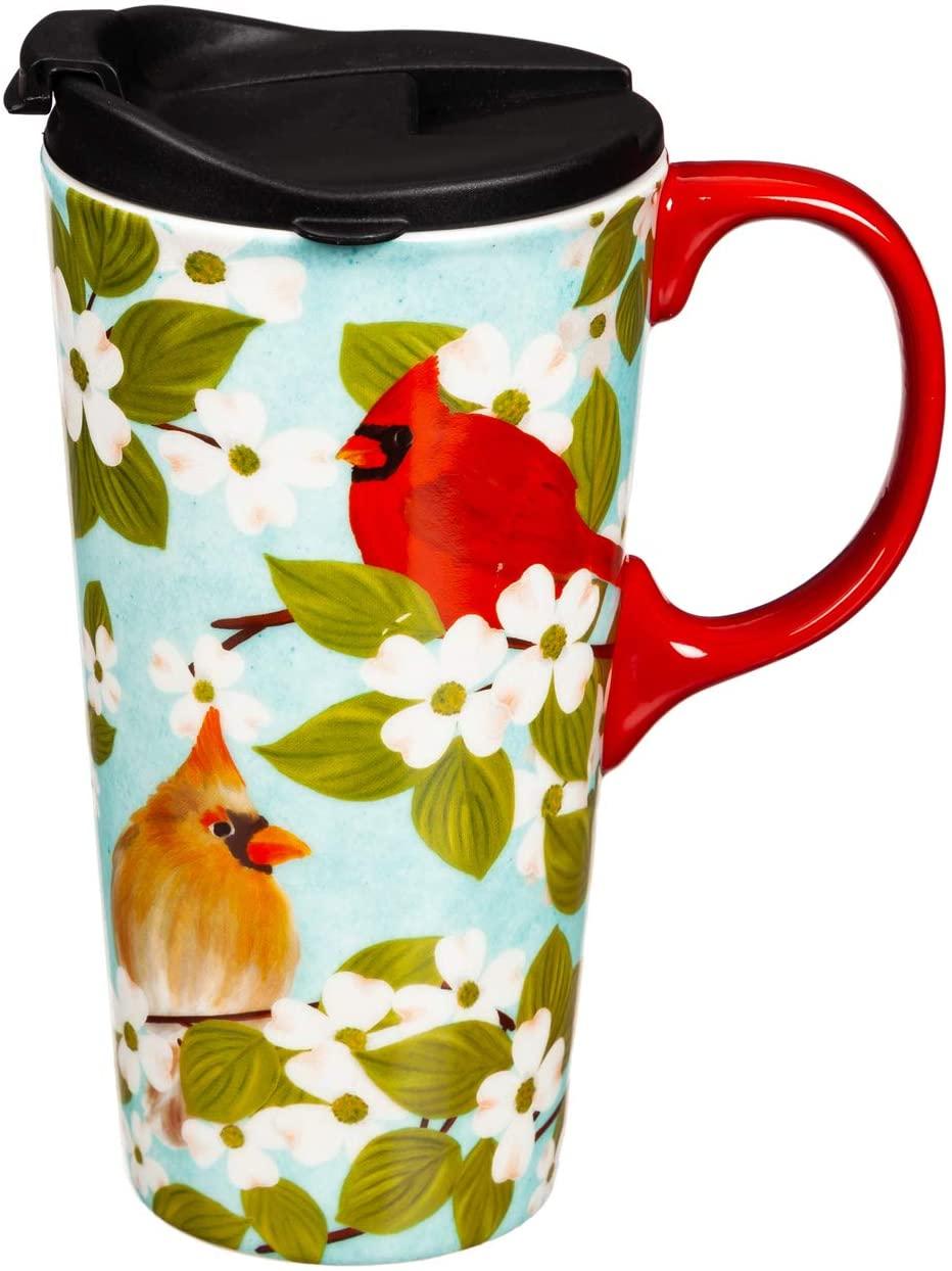 Spring Cardinal Ceramic Travel Cup